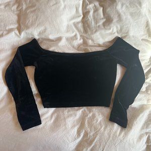 Velvet Long Sleeve Crop Top
